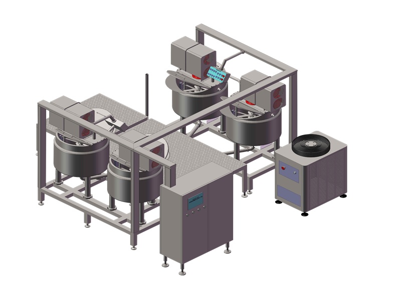 Mixing and proofing system prodcution line for making steamed cackes