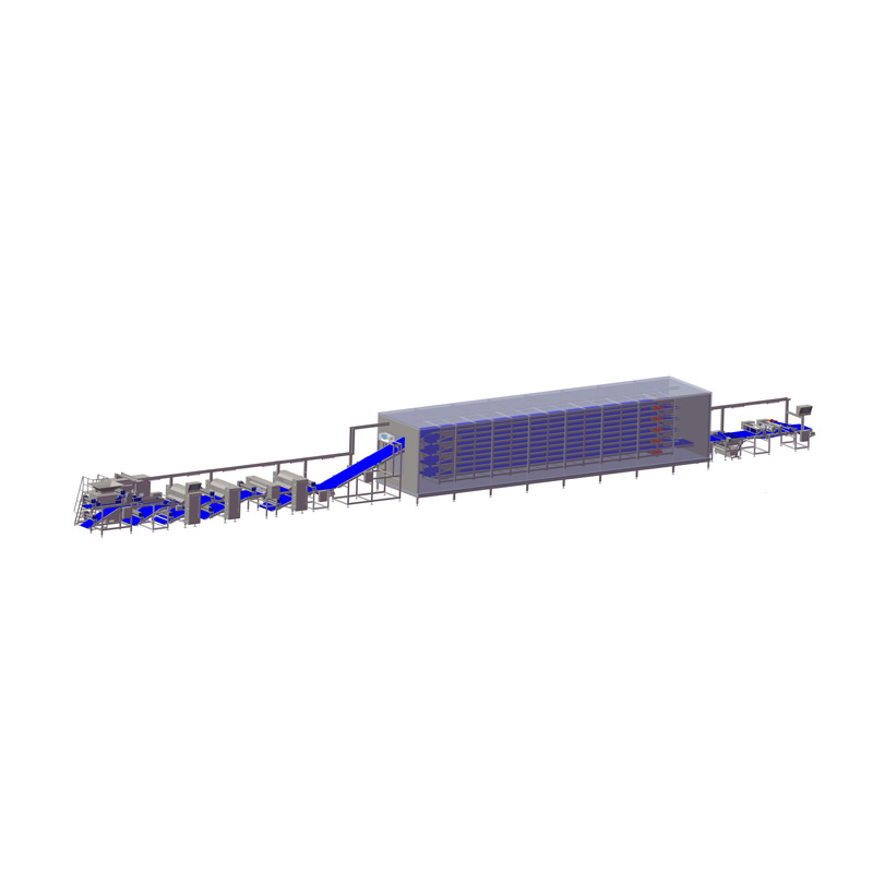 Pizza base forming line with proofing system